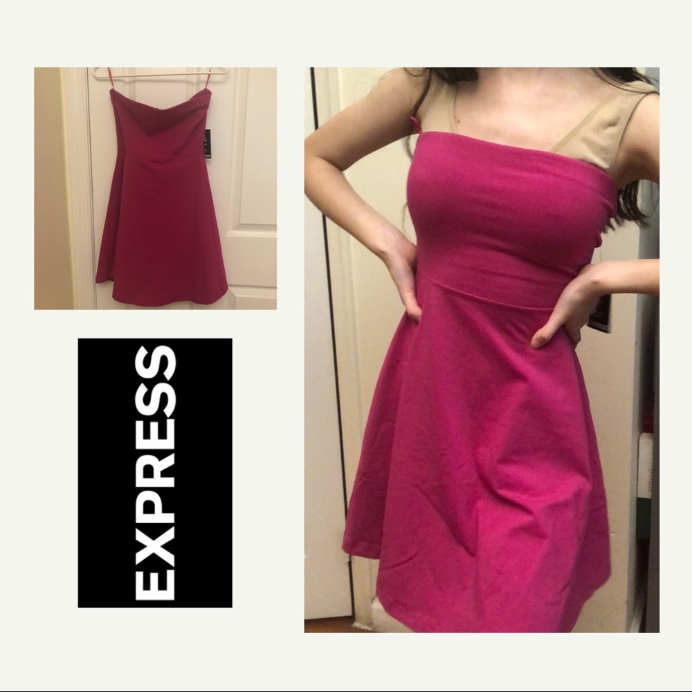 express strapless fit and flare skater dress
